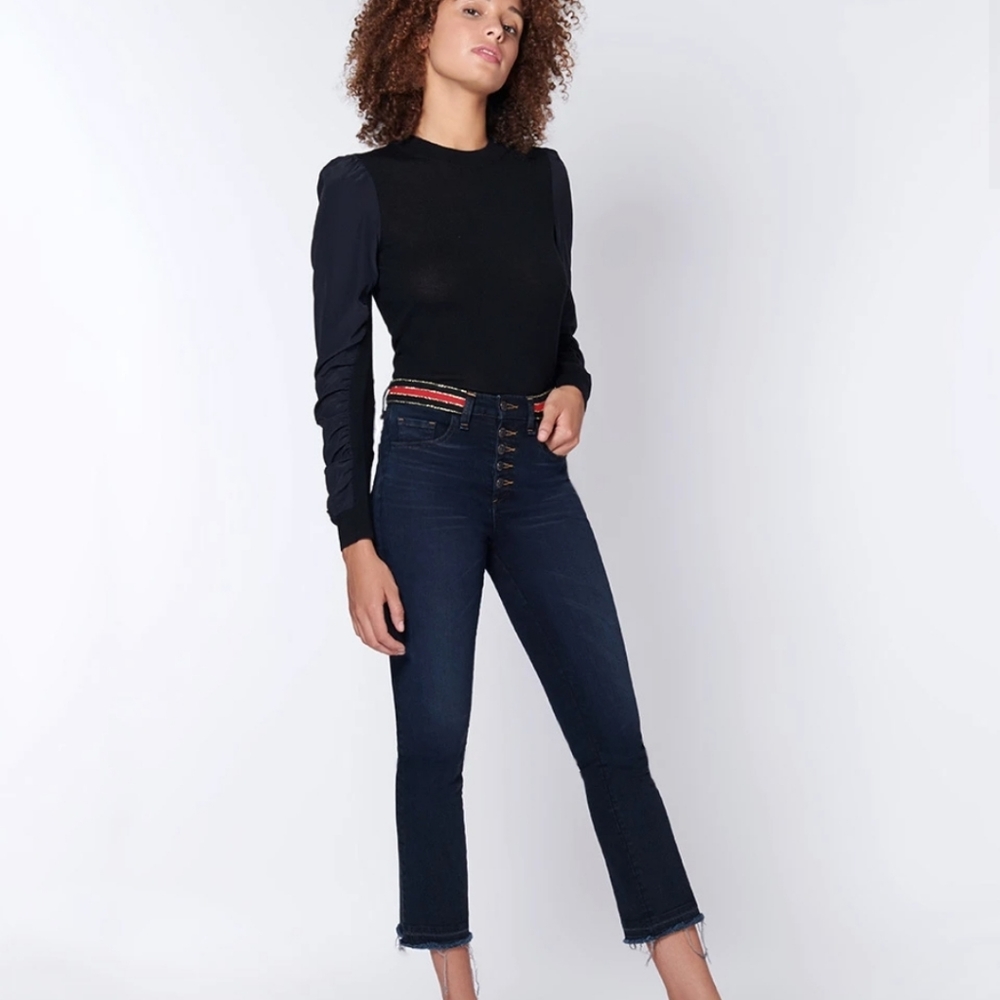 Veronica Beard Carolyn Baby Boot High Rise Raw Hem Jeans